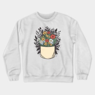 Large pocket with flowers Crewneck Sweatshirt